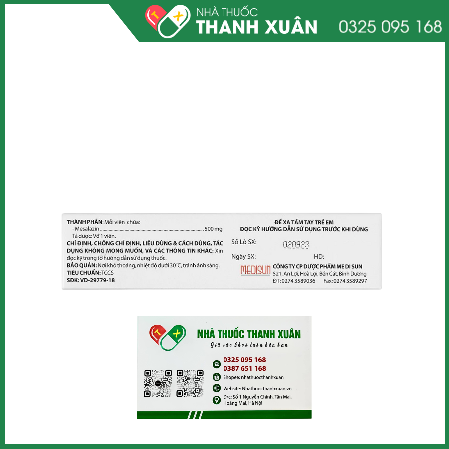 Fedcerine 500mg điều trị viêm loét đại tràng